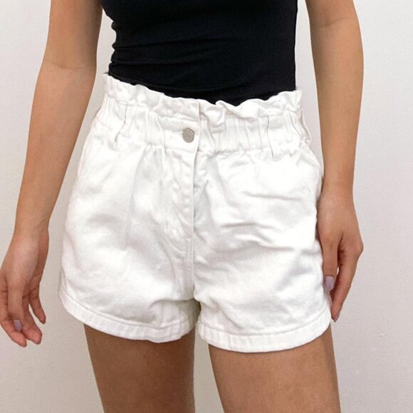 PacSun Pants - PacSun white denim shorts - paperbag mom fit